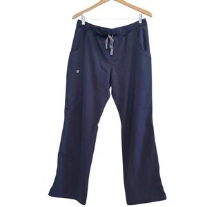 Figs Pants Size Large Navy Blue Drawstring Waist Wide Leg Technical Collection
